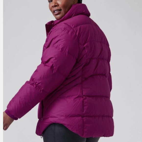 Athleta Downtown Down Feather Warm Winter Puffer Jacket Coat Plum Purple Large - Picture 4 of 16